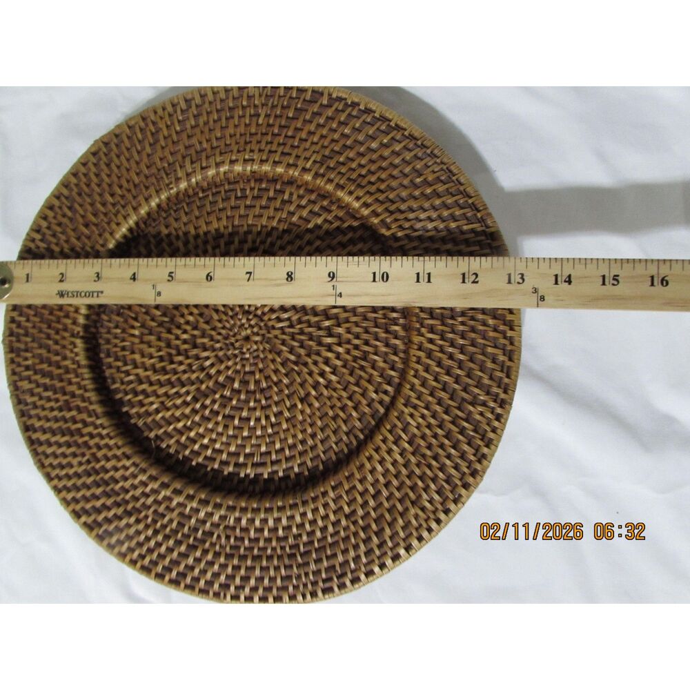 Wicker set of 2 charger plates dark brown great for wall hanging table decor - Picture 4 of 6